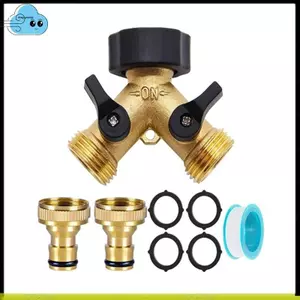 Bộ chia một chia hai van bi sân vườn bằng đồng thau 3 / 4 "Bộ chuyển đổi nước hình chữ Y ba chiều