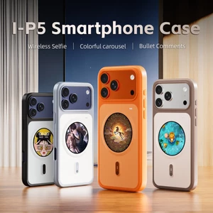 Màn Hình HD Ốp Lưng Điện Thoại Hiển Thị Ảnh Sạc Tiện Lợi Màn Hình DIY Cho IPhone 16 17 Pro Max Không Dây Selfie, Bullet Comnents