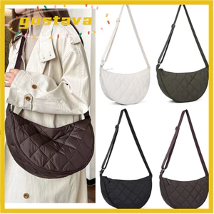 Túi thắt lưng nửa mặt trăng GUSTAVA, Túi đeo chéo màu trơn Nylon, Túi du lịch thông thường dung tích lớn kẻ sọc di động để đi lại