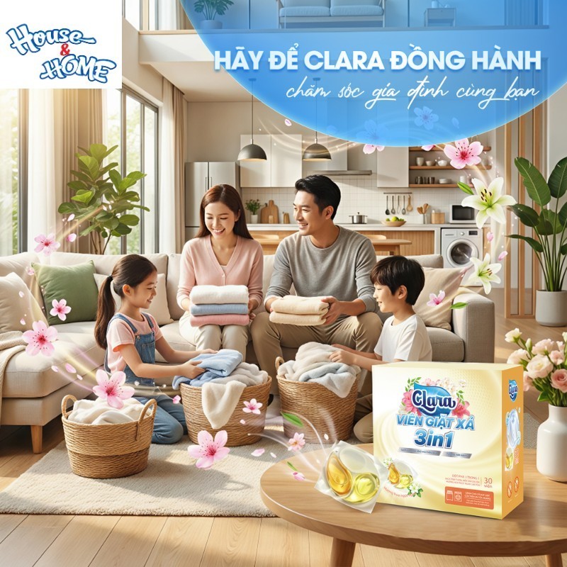 Combo 2 Hộp Viên Giặt Xả Clara 3 Trong 1 Hương Hoa Ngọt Ngào VGNN03, Sạch Sâu, Lưu Hương Dài Lâu, Hàng Chính Hãng