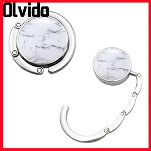Móc Túi Xách OLVIDO, Móc Ví Sáng Tạo Di Động Cho Nữ, Họa Tiết Đá Cẩm Thạch Thời Trang Có Thể Gập Lại Bền Cặp Móc Treo Bé Gái