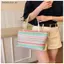 # HB # Túi Tote dệt bằng rơm Đeo vai Sọc cầu vồng Tay cầm bằng vải Cotton mềm không gian rộng lớn cho du lịch đi biển cuối tuần.