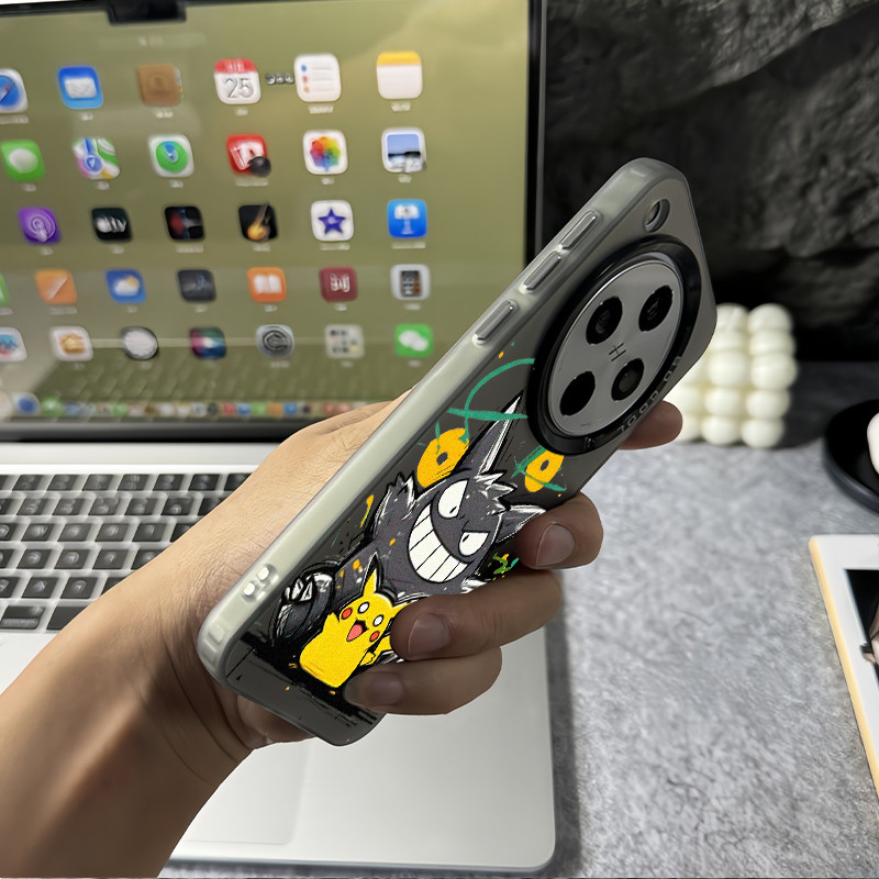Dành cho Oppo Find X9 Ultra X9 Pro X8 Pro X7 Ultra Reno 15 Pro 15F 14F 13F “Pikachu Gengar ” Vỏ điện thoại cứng mờ siêu nhỏ / Vỏ Oppo chống sốc viền mềm