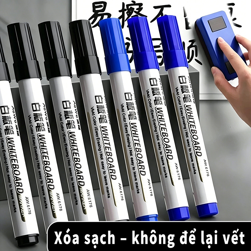 Bút Dạ Bảng Trắng Xóa Được Đa Màu – Ngòi Bền Viết Êm, Mực Đậm Nét Không Lem, Tiện Dụng Cho Văn Phòng
