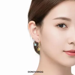 Nhẫn hình chữ U DONOVANQQ Dangle Star, ASTM F136 Titan Chủ đề bên trong Titan vách ngăn Barbell, Bóng không gây dị ứng Niken Trang sức xuyên không phai màu Bãi biển mùa hè