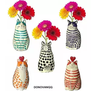 DONOVANQQ Bình Mèo Chấm Bi, Bình Mèo Nhựa Dễ Thương Nhiều Màu, Quà Tặng Sáng Tạo INS Cỡ Nhỏ Động Vật Nhỏ Bình Hoa Nhà Hàng Trung Tâm