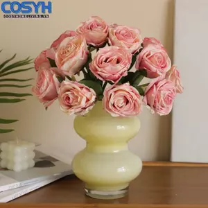 <cosyh>Artificial Silk Rose Bouquet Flexible Wire Stems Low Maintenance Solution