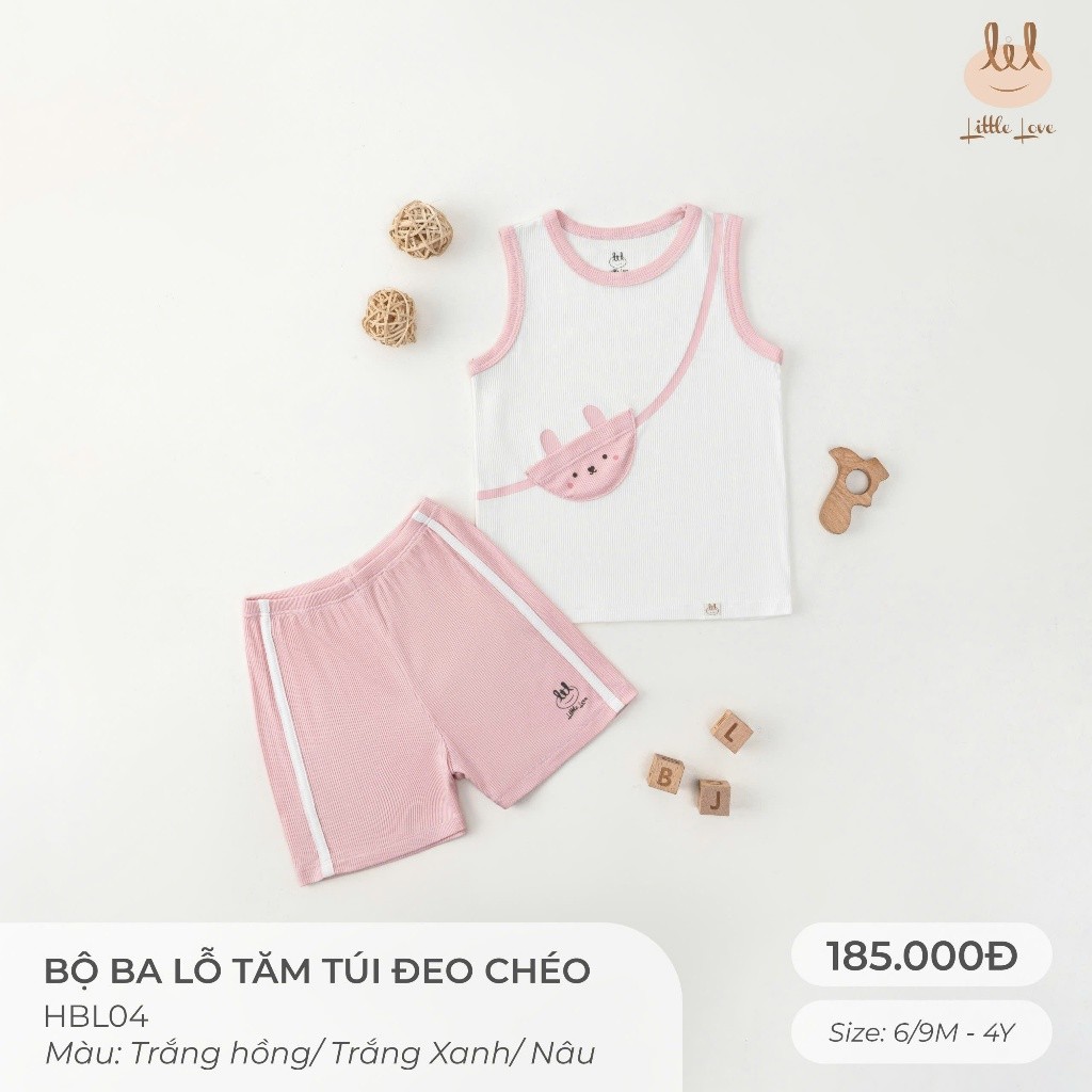 Bộ ba lỗ tăm túi đeo chéo LIL  [ Siêu Mềm, Mát, Mịn Co Dãn Và Thấm Hút Mồ Hôi Tốt] Size cho bé từ 6M - 4Y (HBL04)