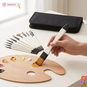 Bộ bàn chải sơn 12 chiếc BEABOUT, Bộ bàn chải sơn dầu tay cầm màu trắng Nylon, Đèn mang theo tài sản các loại Bộ bàn chải sơn nghệ sĩ di động Sáng tạo sắc tố Acrylic