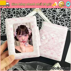 Album thẻ ORDOBOX, Chất kết dính thẻ ảnh Mini PVC 3 Inch, với 16 trang bên trong Album thẻ sưu tập Love Bow Idol Card Collect Book