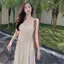 PNPIA- Áo Crop top dệt kim rỗng cổ điển mùa hè dành cho nữ màu trơn không tay