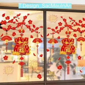 "Decal dán kính hoa đào phát tài, mang lộc đến cho không gian của bạn"