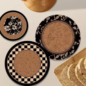Châu Âu Retro ins Đơn Giản Cách Nhiệt Thảm Bàn Bát Đĩa Thảm Coaster Chống Trơn Trượt Chống Bỏng In