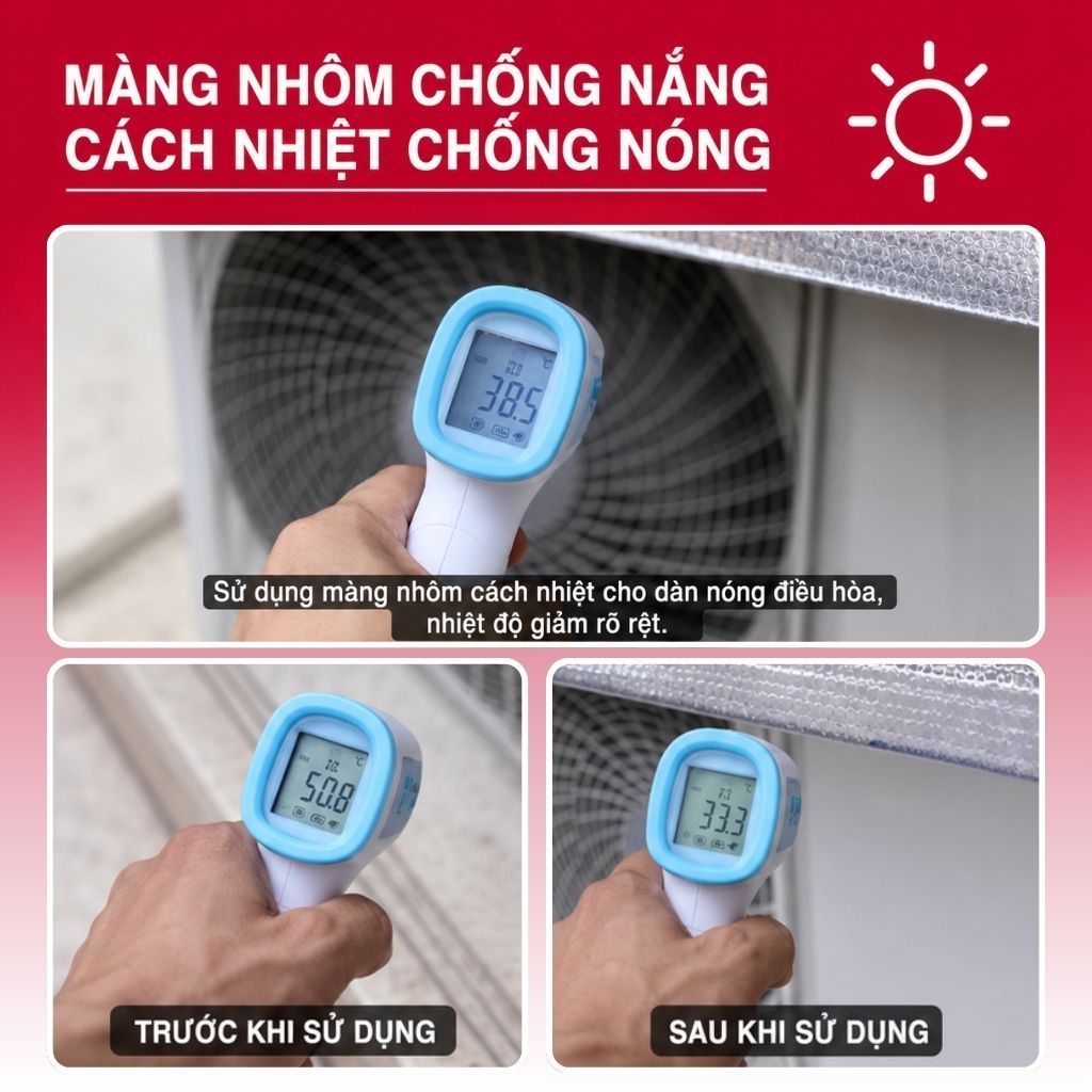 Tấm Che Cục Nóng Máy Lạnh  Chống Nắng Mưa Siêu Bền Màng Nhôm Cách Nhiệt Bảo Vệ Máy Lạnh