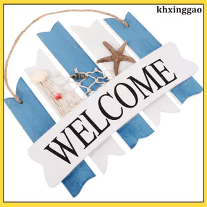 Biển hiệu chào mừng bằng gỗ trắng Trang trí hải lý phong cách Địa Trung Hải thủ công cho văn phòng hoặc phòng khxinggao