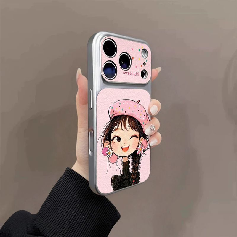 Mặt nạ gái phù hợp với ốp lưng iPhone 17, cửa sổ lớn toàn phần 16Vân da