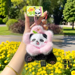 Dễ Thương Ngồi Gấu Trúc Sang Trọng Búp Bê Móc Khóa Mặt Dây Chuyền Hương Vị Hoa Mũ Búp Bê Học Túi Mặt Dây Chuyền Quà Tặng