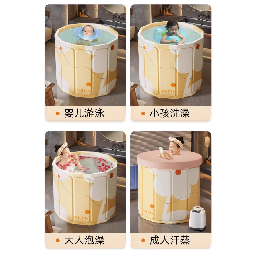 Bồn Tắm Gấp Gọn HomeMate Cho Người Lớn & Bé, Bể Bơi Mini Giữ Nhiệt 7 Lớp 150L Cao Cấp