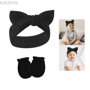 KIKIN Bé Gái Bộ Phụ Kiện Tóc Có Thể Điều Chỉnh Băng Đô Quấn Tóc Thời Trang Mũ Băng Đô Cotton Có Găng Tay Thiết Kế Thời Trang