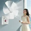 Quạt ổ cắm tường YUJINI, Quạt làm mát treo tường 3 / 5 cánh, Quạt Mini nhà bếp tiết kiệm năng lượng 3 cánh có thể điều chỉnh 360 độ cho nhà bếp và phòng ngủ