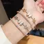 AqToCna Lấp Lánh Sang Trọng Thanh Lịch Nơ Bướm Nữ Hai Lớp Mở Vòng Tay Để Mặc Hàng Ngày Tiệc Cưới Trang Sức Phụ Kiện AqToCna