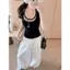 Milyfashion Kẻ Sọc Cổ Dây Ống Top Hai Mảnh Bộ Phong Cách Hàn Quốc Gợi Cảm Cô Gái Nóng Y2K Phong Cách Mới XMTN