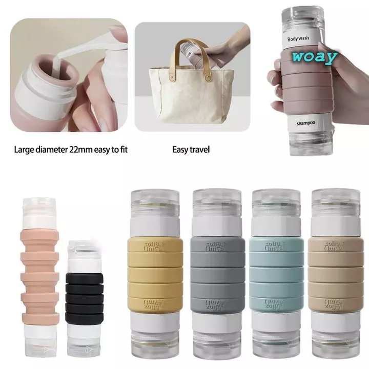 Hộp đựng du lịch WOAY, Chai du lịch chống rò rỉ 2 trong 1, Phụ kiện du lịch bằng silicon có thể bóp được cho đồ vệ sinh