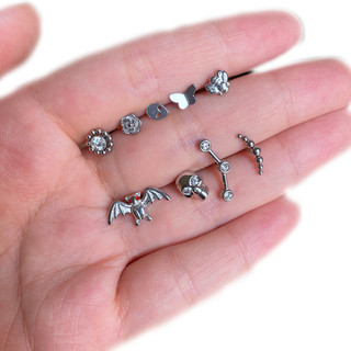 1PC 16G Thép Không Gỉ Labret Studs Thép Titan Prong Set Bông Tai Tragus Vít Tai Trang Sức