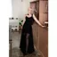 Quần áo nữ cỡ lớn 150kg Pháp Cao cấp Royal Sister Màu đen Tính khí gạc Sling Dress Slimer Look Váy dài