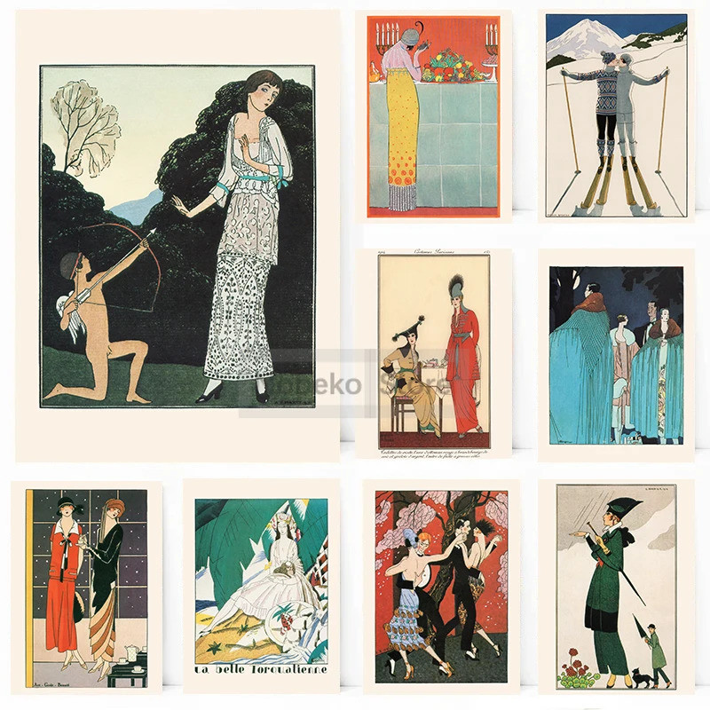 A1DE Vintage Pháp Deco Nghệ Thuật Minh Họa Poster Thời Trang Sang Trọng In Canvas Tranh Treo Tường Nghệ Thuật Hình Ảnh Phòng Nhà Trang Trí Thời Trang