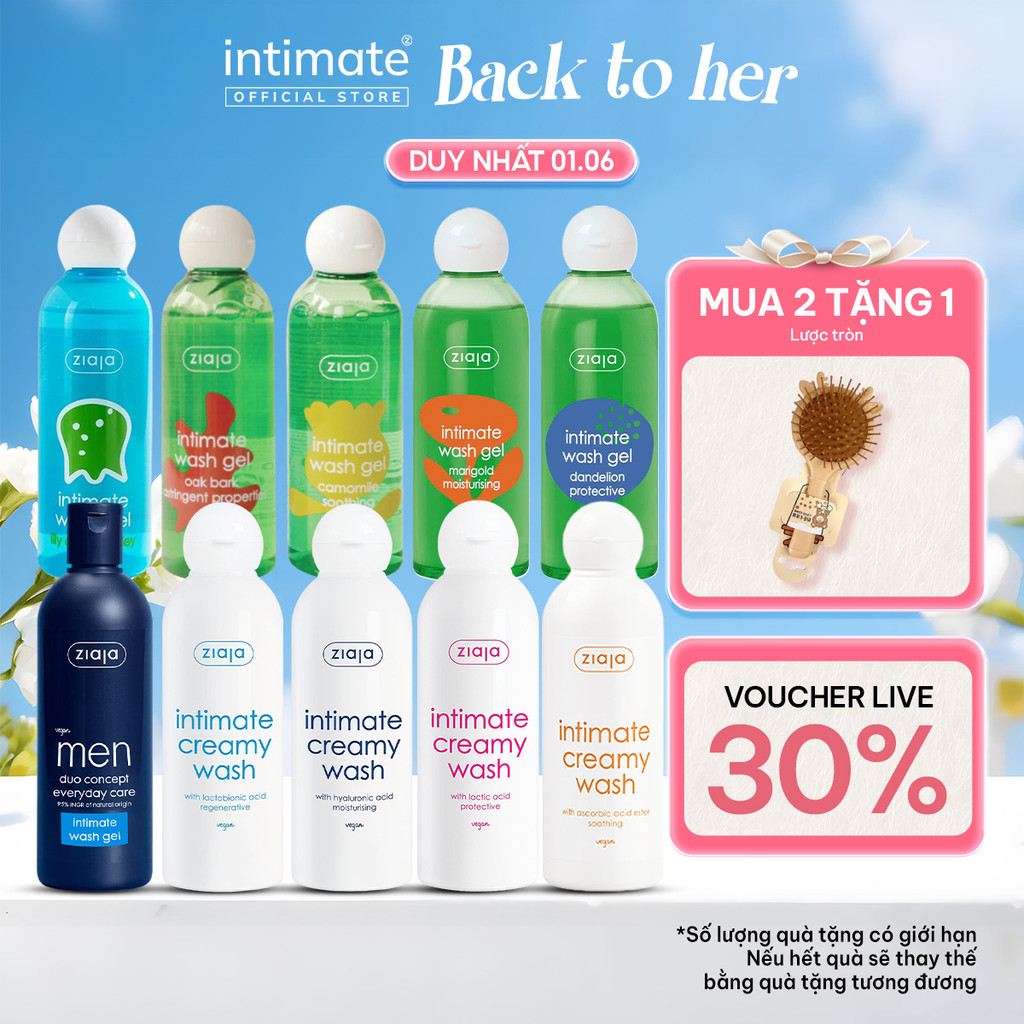 Dung Dịch Vệ Sinh Phụ Nữ Intimate ZIAJA Xuất Xứ Ba Lan Giúp Dưỡng Ẩm, Khử Mùi, Se Khít Dung Tích 200ml