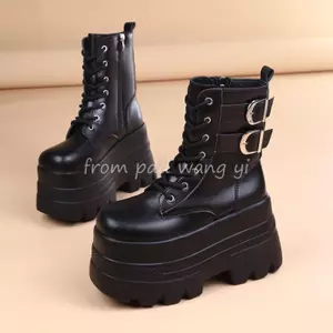 Gothic Punk Truyện Tranh Triển Lãm Nữ Giày Bốt Ngắn Siêu Mẫu Giày Bốt Martin Đế Dày Yabi cos Giày Tăng Chiều Cao Buổi Hòa Nhạc Chiều Cao