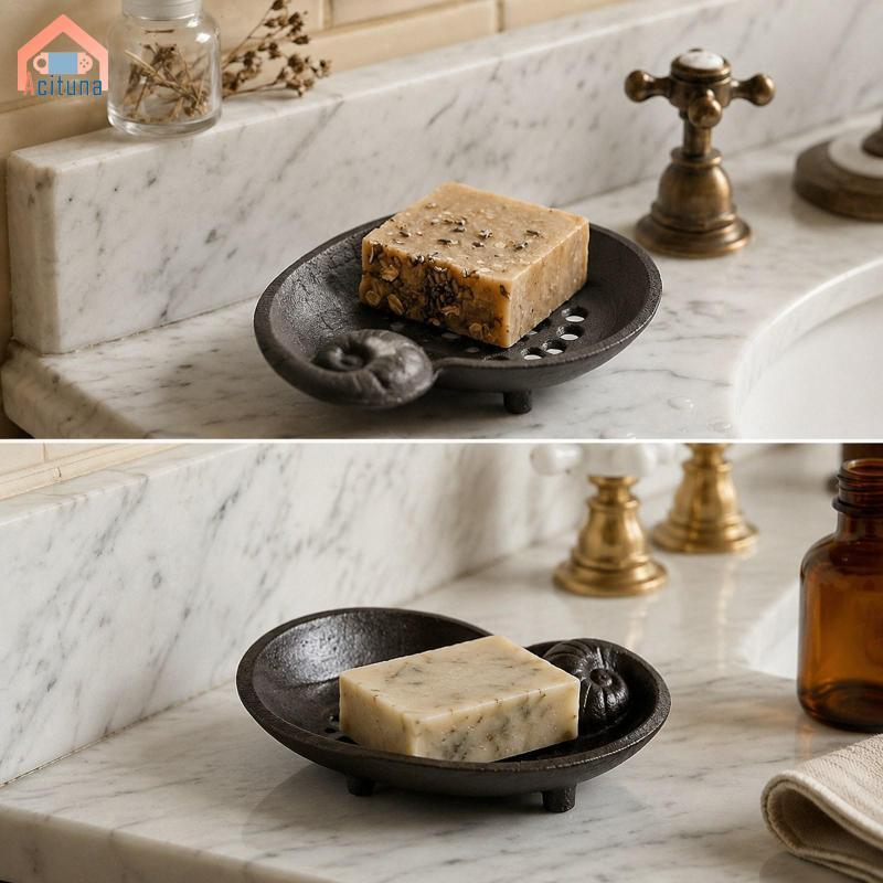 Tự Xả Xà Phòng Đĩa Gang Nghệ Thuật Khay Trang Trí Phụ Kiện Tắm Cho Phòng Tắm Bồn Rửa Tắm
