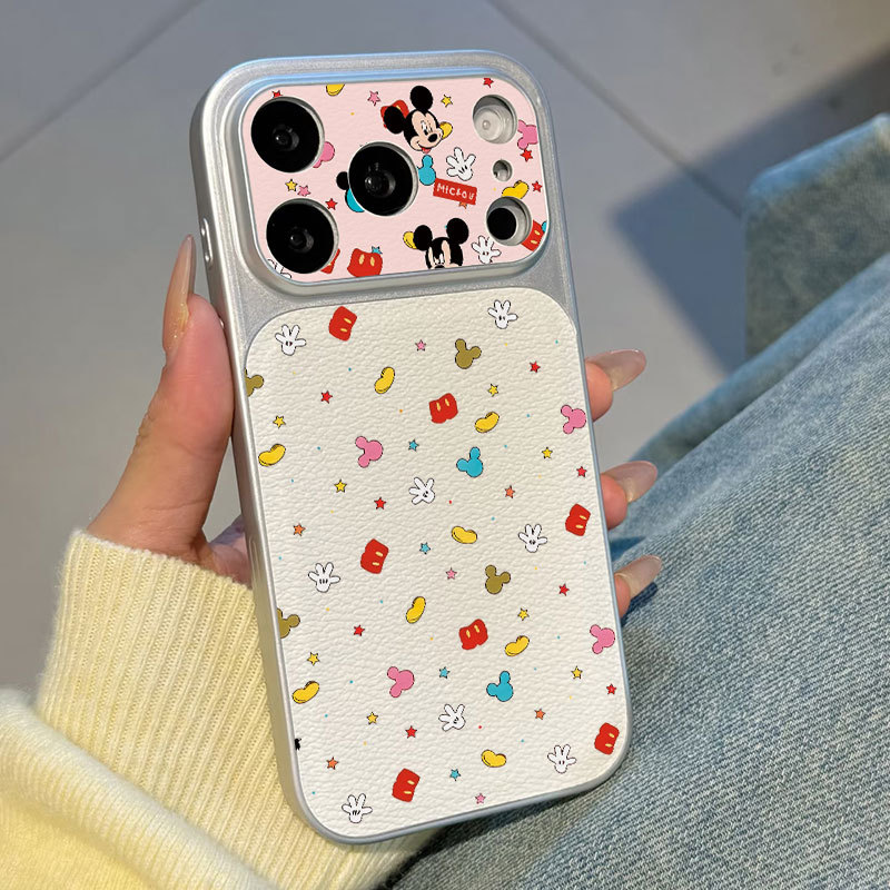 Ốp lưng iPhone Họa tiết da mạ họa tiết Mickey iPhone 17 16 15 14 13 12 11 Pro Max Plus Max