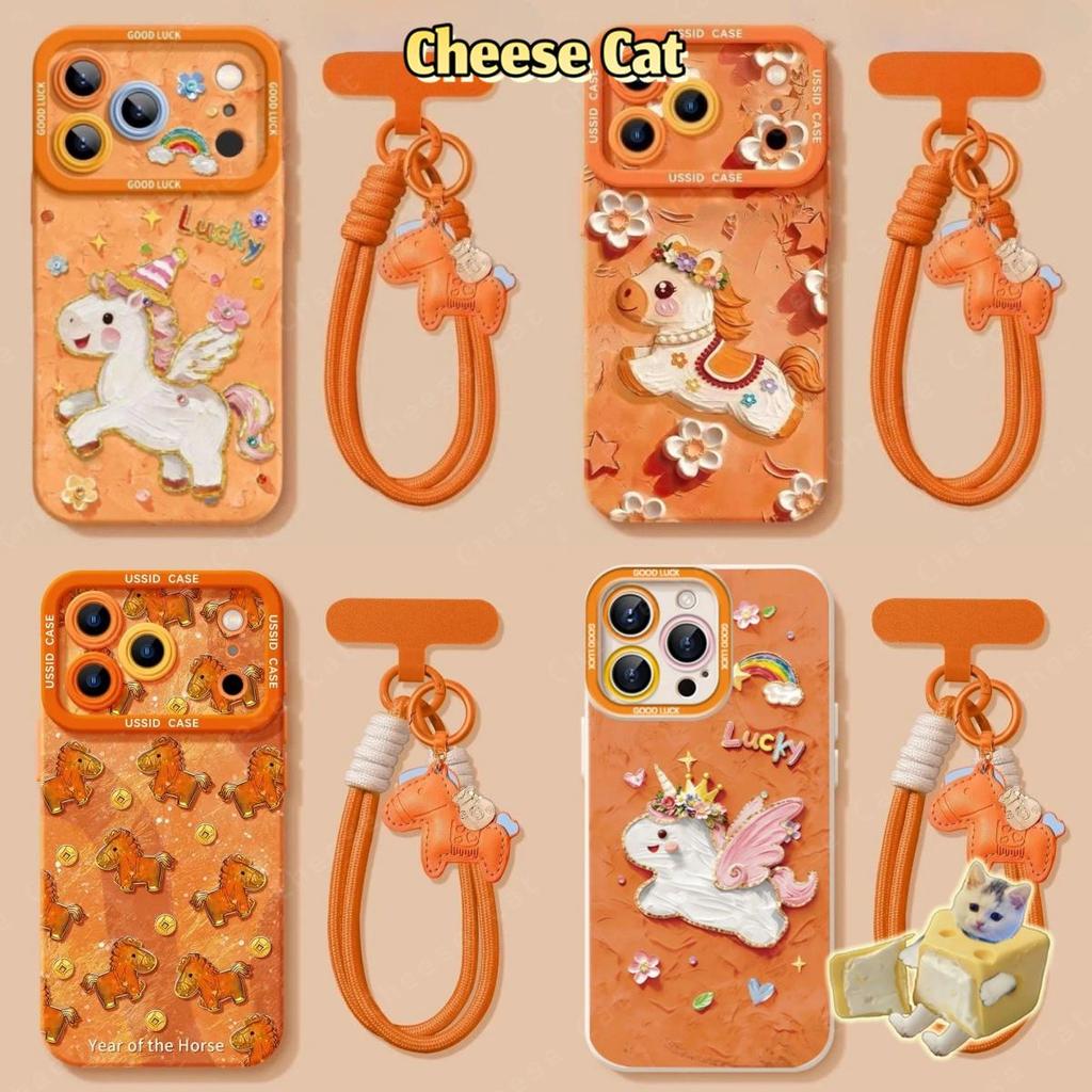 Chúc May Mắn Cam Thỏi May Mắn con ngựa Ốp Lưng Điện Thoại iPhone 17 Pro 13 14 15 Plus 11 12 16 Pro Max Xs Max 7Plus SE