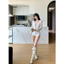 Milyfashion Sâu Cổ Chữ V Ren Khâu Dài Tay Xuân Hè Mặc Bên Ngoài Slim fit Nẹp Áo Liền Quần Hot Girl Phong Cách Mới Bóng
