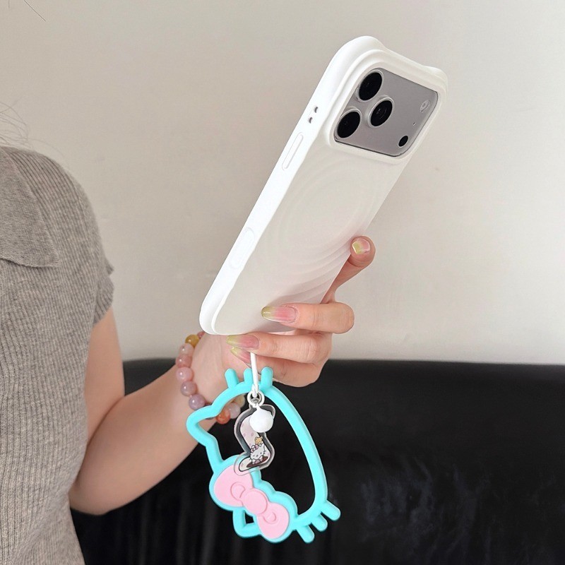 Hoạt Hình Dễ Thương Kitty Silicone Cầm Tay Khóa Túi Móc Treo Điện Thoại Di Động Ngoài Trời Chống Mất Mặt Dây Chuyền