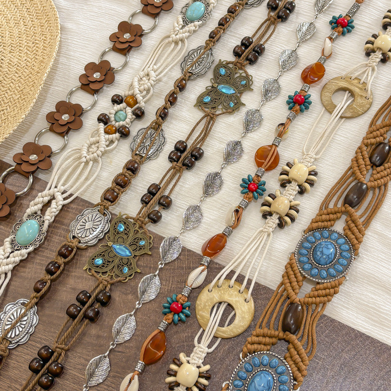 2026 Phong Cách Mới Phong Cách Dân Tộc Phù Hợp Với Dây Thắt Lưng Trang Trí Nữ Bohemian Tay Dệt Thắt Lưng