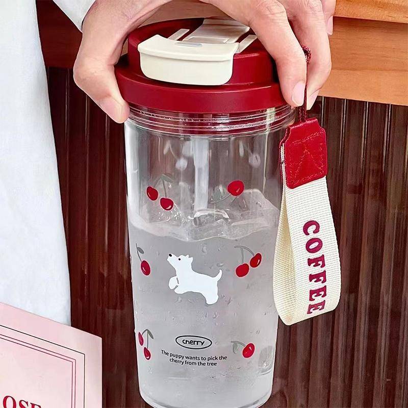 PlumHOUSE Học Sinh Anh Đào Bình Nước 580Ml Cốc Nhựa Ống Hút Đôi Cho Trường Học Văn Phòng Du Lịch Tập Luyện Bàn Sử Dụng VN