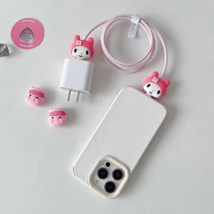 Cô Gái Nhỏ 4 Cái / bộ Hoạt Hình Cáp Dữ Liệu Bảo Vệ Đôi Đầu Nhỏ Dễ Thương Vỏ Cáp Chống Vỡ Thiết Bị Cuộn Dây Cáp Tổ Chức