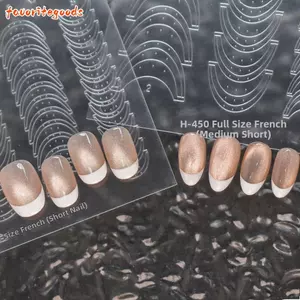 FAVORITEGOODS Nhãn dán móng tay kiểu Pháp, Nhãn dán móng tay kiểu Pháp rỗng tự dính cỡ lớn, Thời trang hoàn toàn trong suốt DIY Bản mẫu viền Pháp Nghệ thuật làm móng