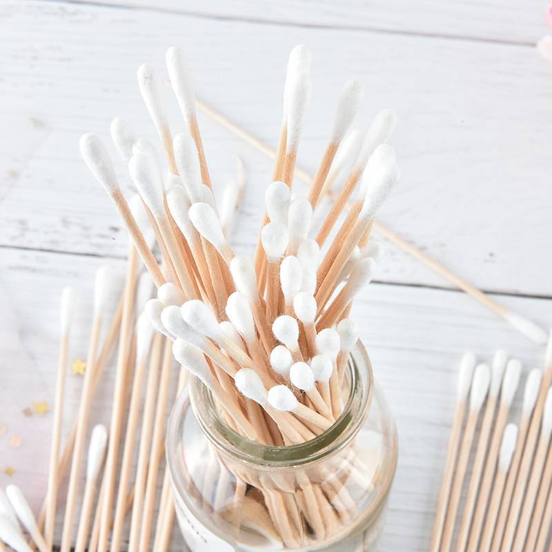 KUZHEN 100 chiếc tăm bông y tế 6 '' tay cầm bằng gỗ chắc chắn bông bôi tăm q-tip HOT