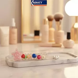 Dây buộc tóc ngọc trai có độ đàn hồi cao MAKY Fancy có dây điện thoại kiểu dáng được thiết kế cho tóc nữ VN