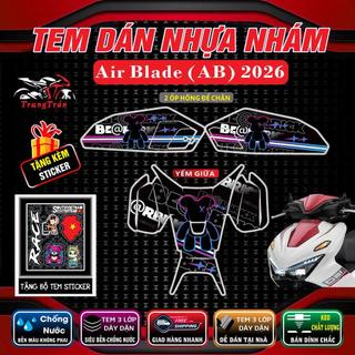 TEM DÁN AB 2026 + 2 ỐP CHÂN hotttt decal 3lớp bảo hành 2 năm ko phai màu - Chất liệu nhựa nhám cao cấp, bền đẹp