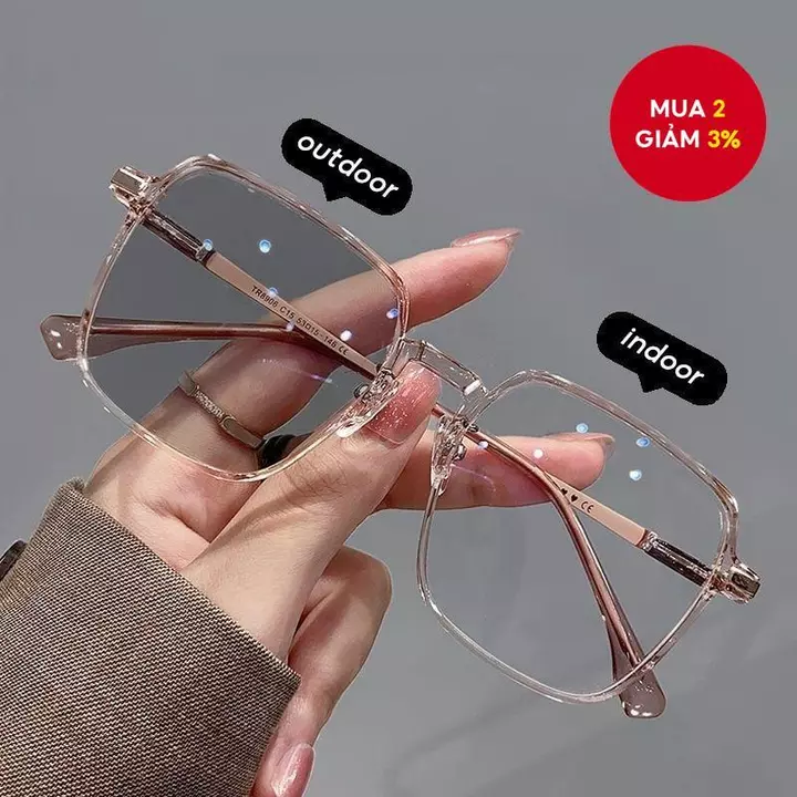 Kính Mắt Photochromic Nữ 2025 | Kính chặn ánh sáng xanh | Ống kính đổi màu khung lớn