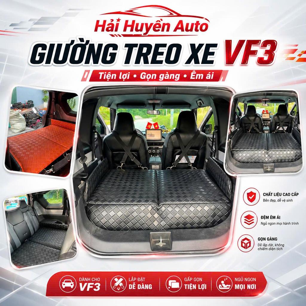 Đệm giường treo ghế sau cho xe Vinfast VF3 da Nappa đúc không chỉ chống thấm nước gấp gọn tiện lợi
