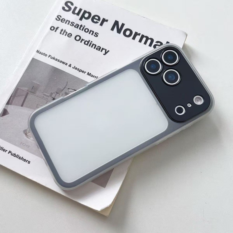 Ốp điện thoại viền silicon Acrylic mờ tối thiểu Thích hợp cho iPhone 17 16 15 14 13 Pro Max Ốp lưng