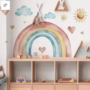 Phim hoạt hình Rainbow Love Cloud Wall Sticker - Decal tự dính để trang trí hiên nhà phòng ngủ