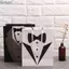 TUYỆT VỜI 2 / 5 Túi Quà Tặng Có Tay Cầm Ủng Hộ Đám Cưới Đen Trắng Có Thể Tái Chế Tuxedo Groomsmen