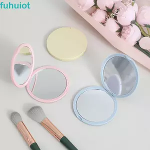 Gương cầm tay FUHUIOT, Gương trang điểm hai mặt gấp, Gương bỏ túi dễ thương bằng nhựa Mini đơn giản dành cho học sinh
